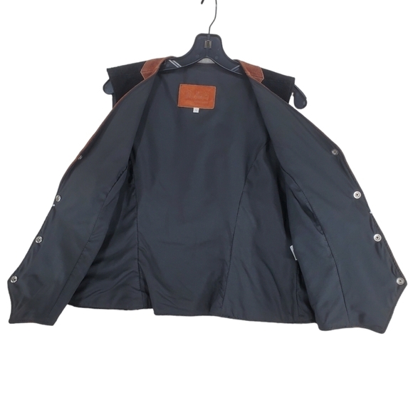 Vtg Ben Kalton Leather Suede Vest Ws L Black Brown Snap Up Western Cowgirl Biker - Picture 4 of 14